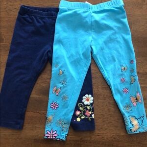 Disney Blue Fancy Nancy Butterfly Leggings and Navy Blue Elena Avalor Florals